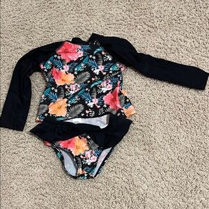 Floral Long Sleeve Kids Swim Set